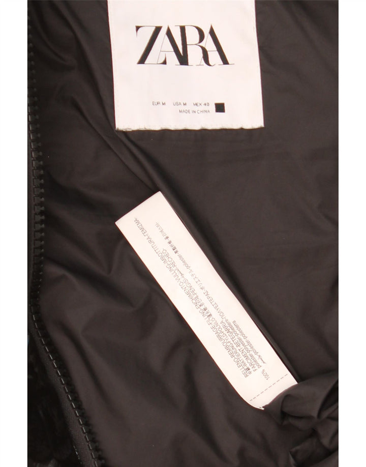 ZARA Mens Hooded Padded Gilet UK 38 Medium Black Polyester