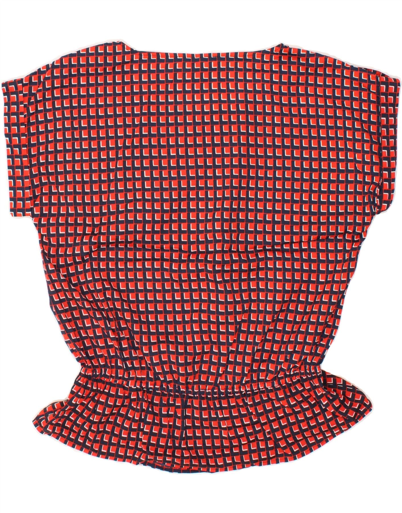 MICHAEL KORS Womens Blouse Top UK 16 Large Red Geometric Polyester