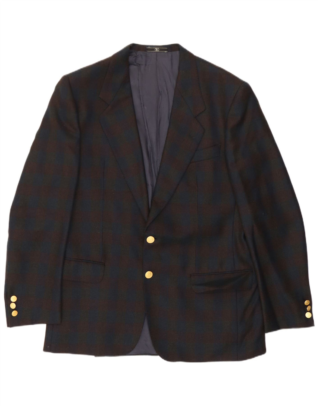 Valentino Mens 2 Button Blazer Jacket UK 38 Medium Navy Blue Check
