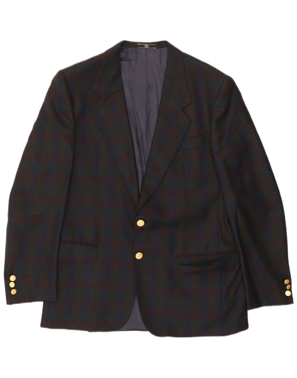 Valentino Mens 2 Button Blazer Jacket UK 38 Medium Navy Blue Check