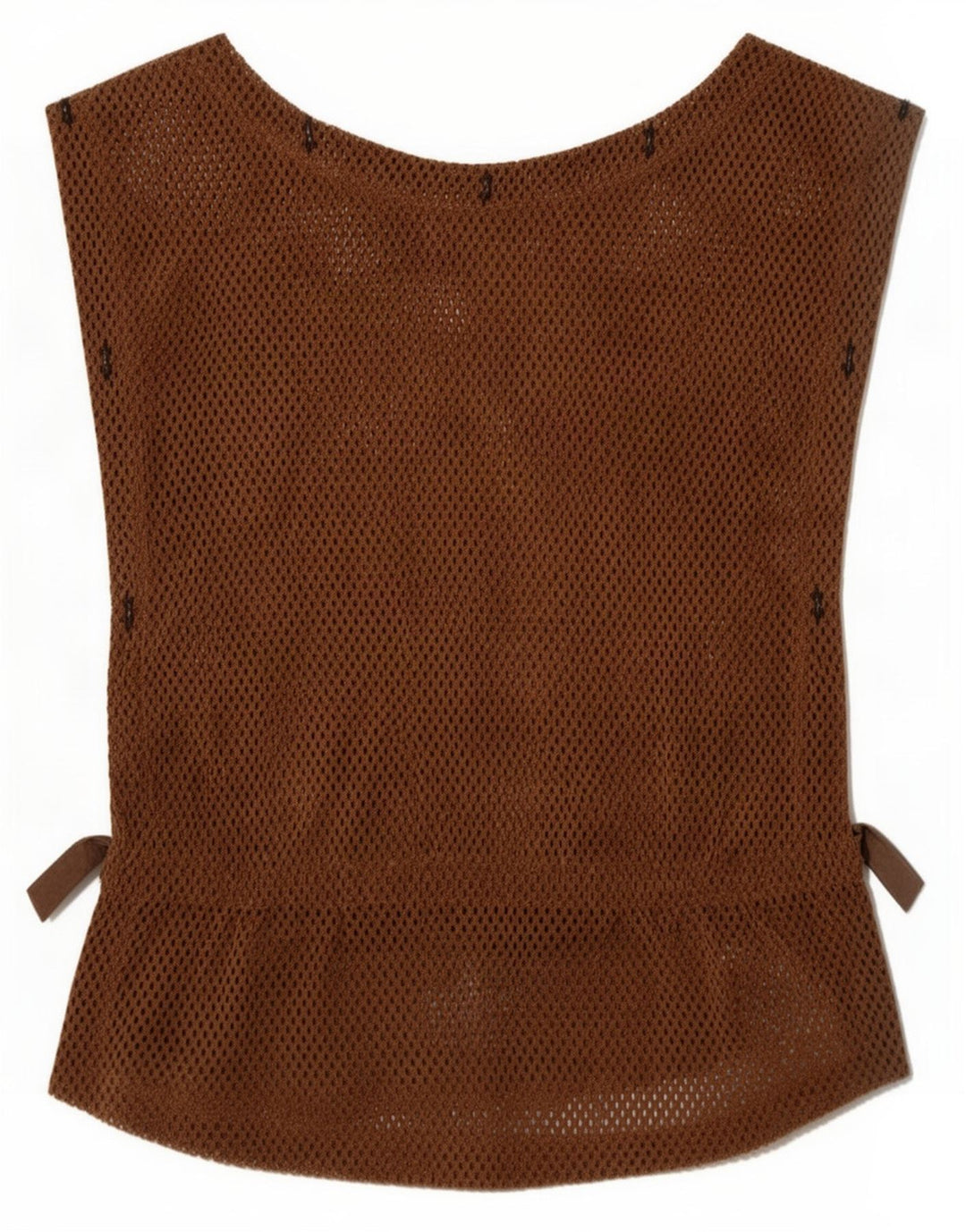 Vintage Womens Sleeveless See Through Top IT 36 XS Brown