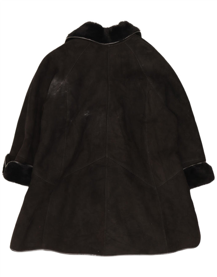 Vintage Womens Shearling Coat UK 18 XL Black
