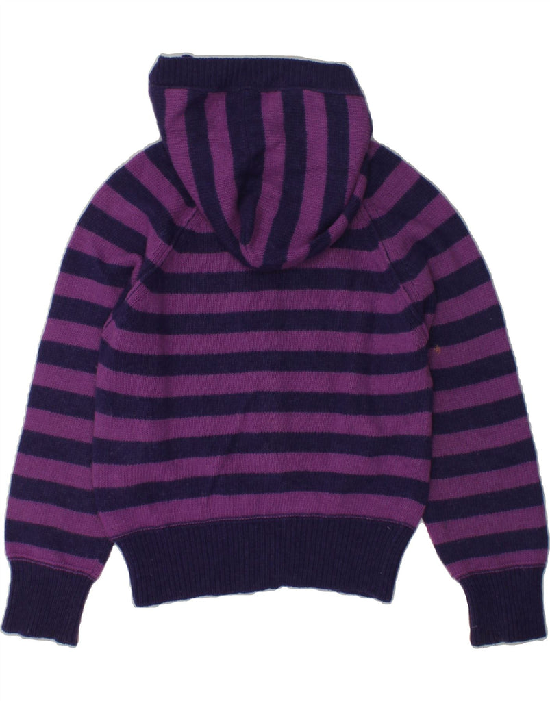 FRED PERRY Girls Hooded Cardigan Sweater 3-4 Years Purple Striped | Vintage Fred Perry | Thrift | Second-Hand Fred Perry | Used Clothing | Messina Hembry 