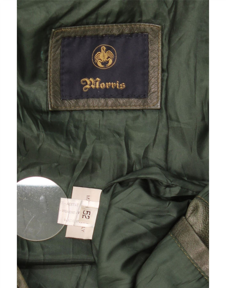 Morris  Mens Hooded Leather Jacket IT 52 XL Green Leather