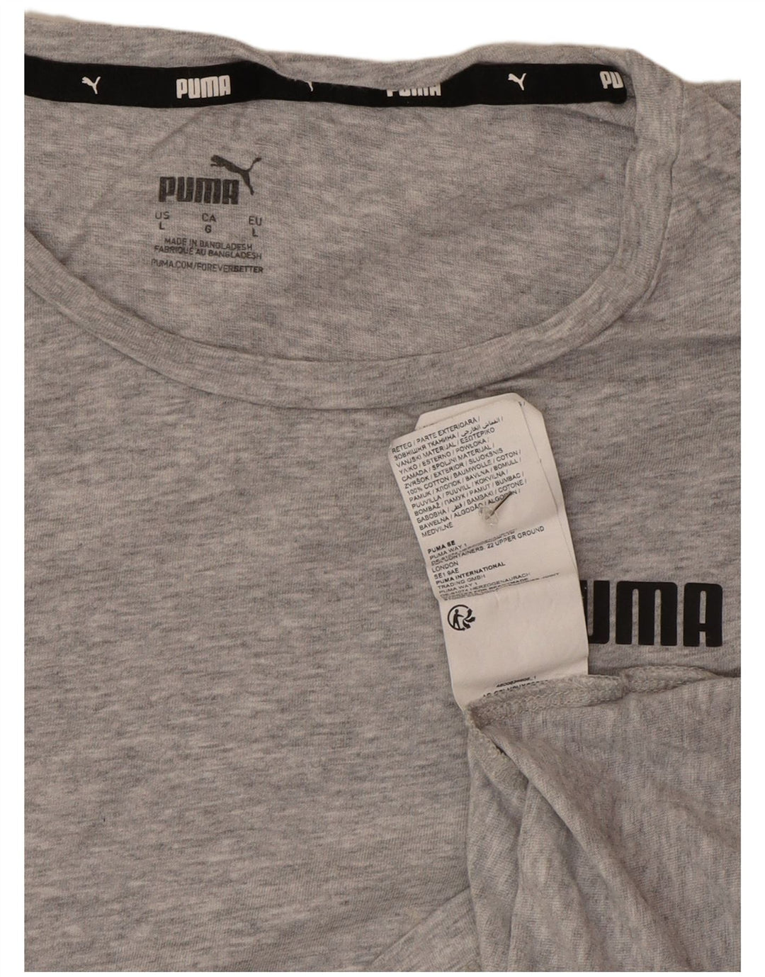 Puma Womens T-Shirt Top UK 16 Large Grey Cotton