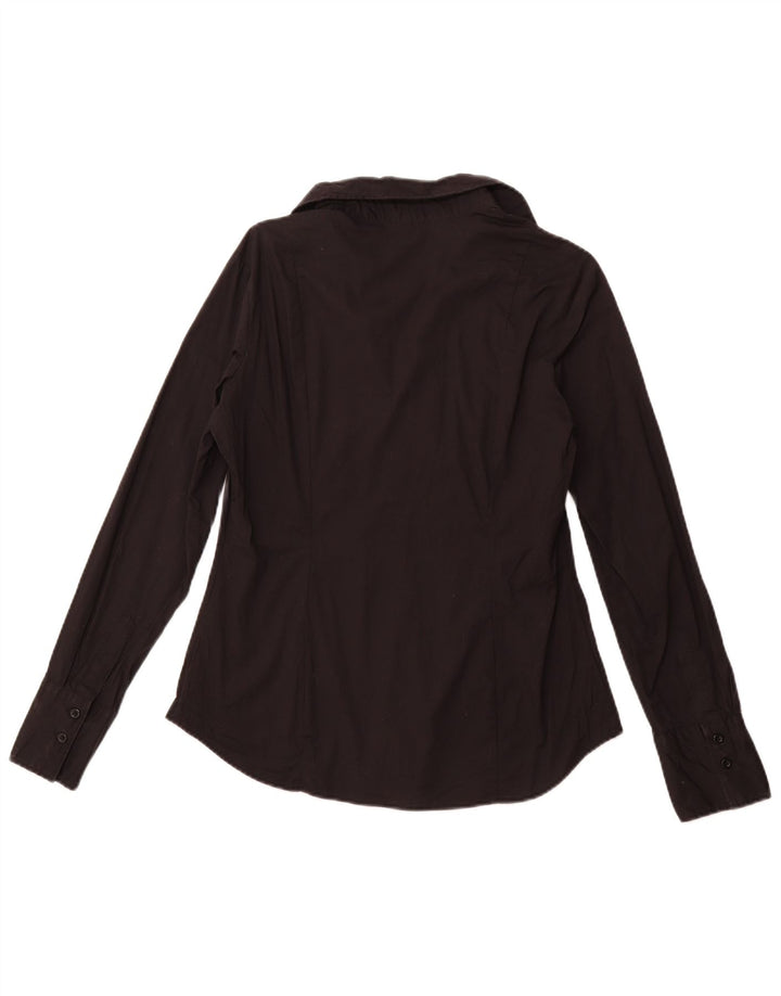 BENETTON Womens Pullover Shirt UK 16 Large Black Cotton