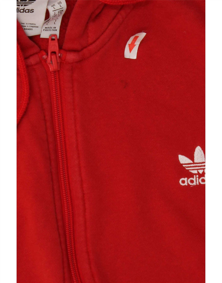 Adidas Mens Zip Hoodie Sweater Large Red Cotton