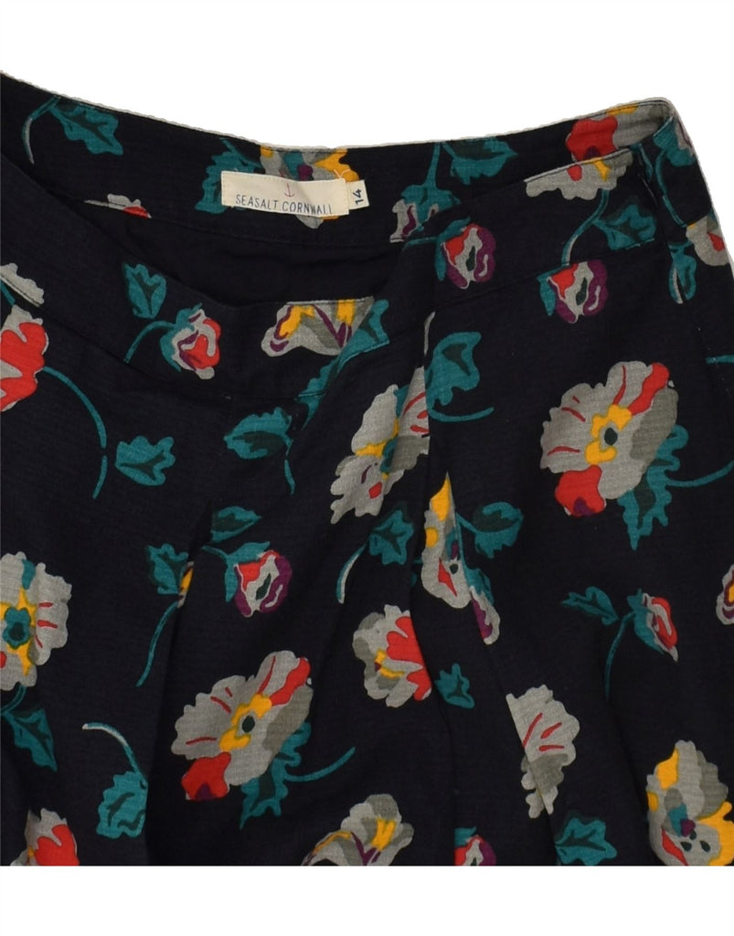 SEASALT CORNWALL Womens Pleated A-Line Skirt UK 14 Large W34 Navy Blue | Vintage Seasalt Cornwall | Thrift | Second-Hand Seasalt Cornwall | Used Clothing | Messina Hembry 