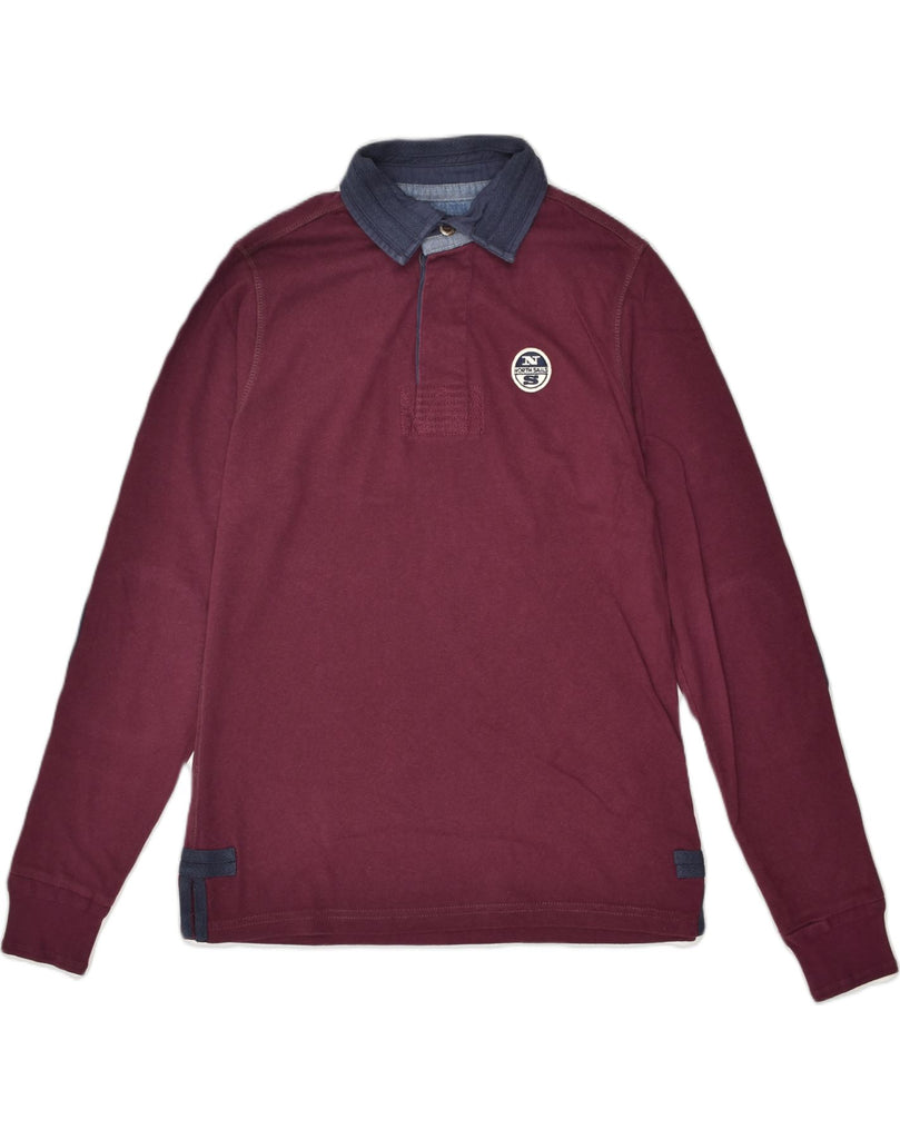 NORTH SAILS Mens Long Sleeve Polo Shirt Small Burgundy Cotton | Vintage North Sails | Thrift | Second-Hand North Sails | Used Clothing | Messina Hembry 