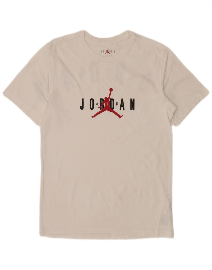 JORDAN Mens Graphic T-Shirt Top Small White Cotton