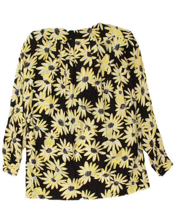Vintage Womens Loose Fit Cardigan Top UK 14 Medium Black Floral