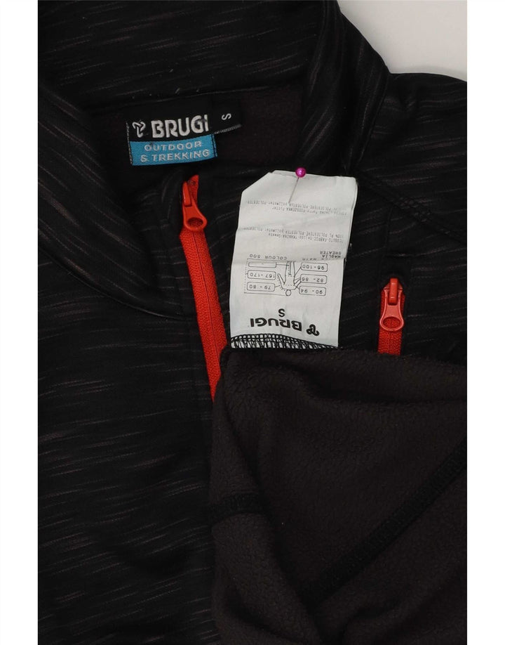 Brugi Mens Zip Neck Sweatshirt Jumper Small Black Flecked Polyester