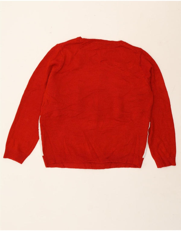 M&Co Womens Crew Neck Jumper Sweater UK 16 Large Red Colourblock Christmas