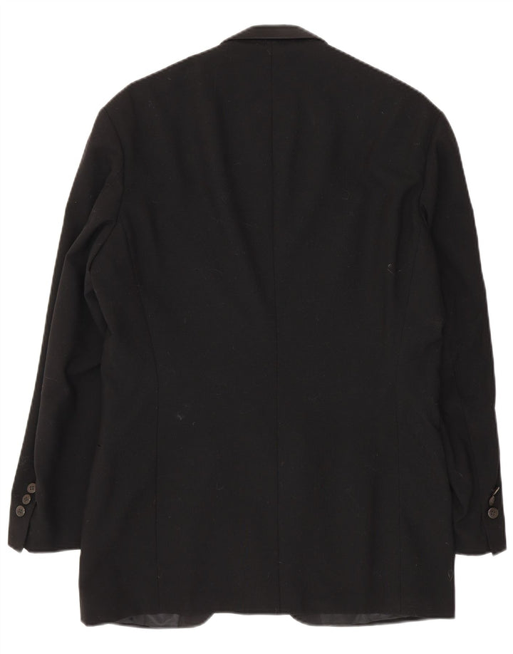 TLAPA Mens 1 Button Blazer Jacket UK 38 Medium Black Virgin Wool