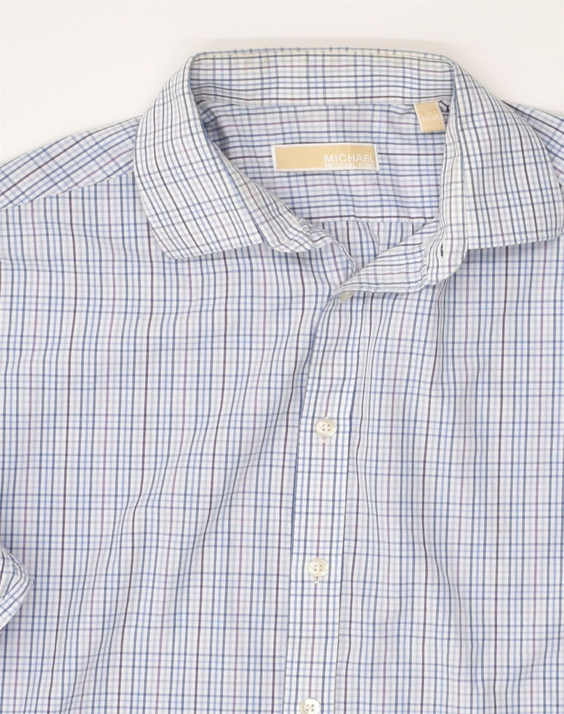 MICHAEL KORS Mens Shirt Size 16 Large Blue Check Cotton | Vintage Michael Kors | Thrift | Second-Hand Michael Kors | Used Clothing | Messina Hembry 