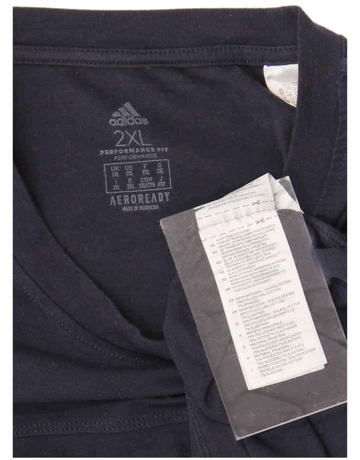 ADIDAS Mens Aeroready T-Shirt Top 2XL Navy Blue Polyester
