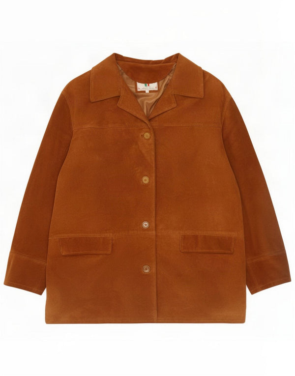 Lavorazione Artigiana Womens Oversized Suede Jacket UK 16 Large Brown