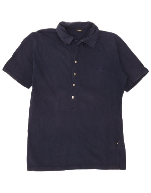 Ferre Womens Polo Shirt UK 18 XL Navy Blue Cotton