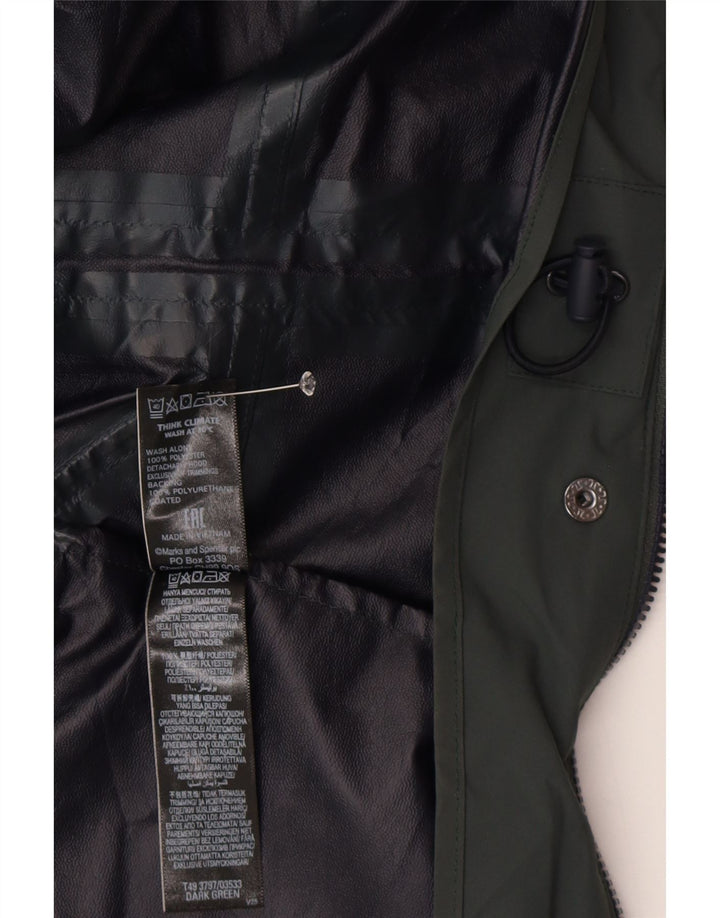 MARKS & SPENCER Womens Hooded Parka Jacket UK 8 Small Green Polyamide