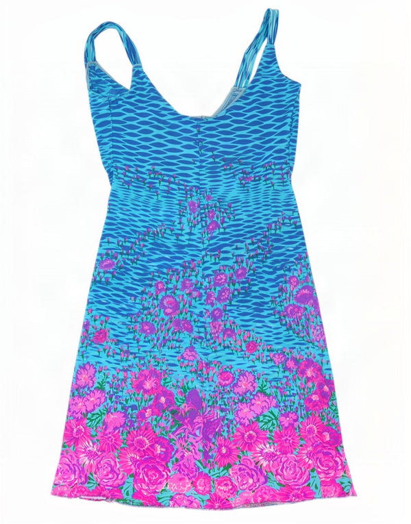 Vintage Womens Sundress IT 46 Large Blue Floral