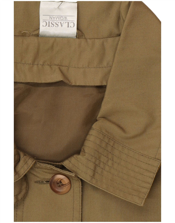 CLASSIC Womens Oversized Longline Trench Coat UK 16 Large Khaki Polyester
