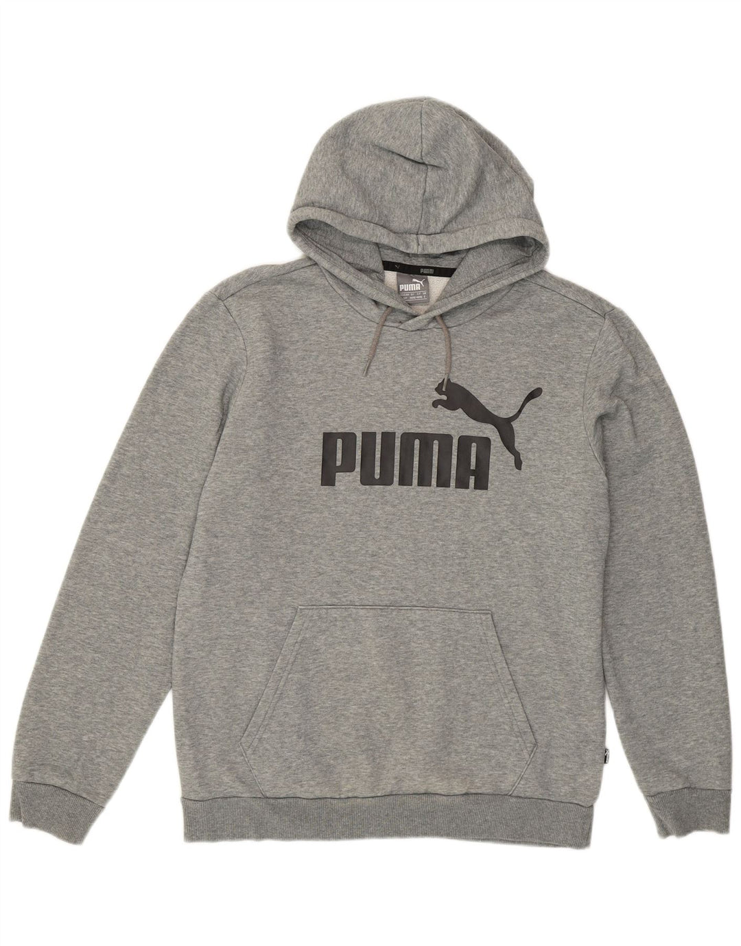 Puma Mens Graphic Hoodie Jumper Small Grey Flecked Cotton