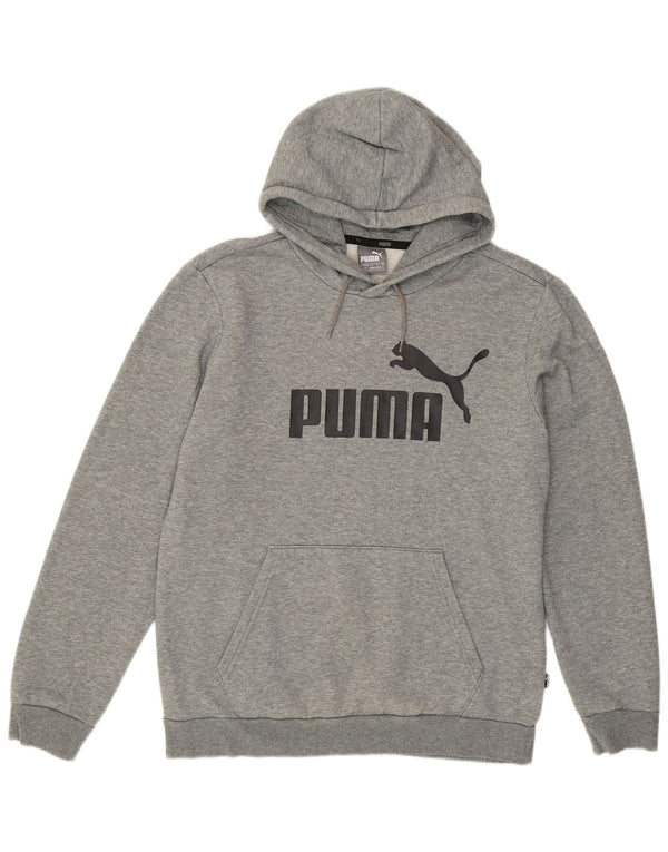 Puma Mens Graphic Hoodie Jumper Small Grey Flecked Cotton