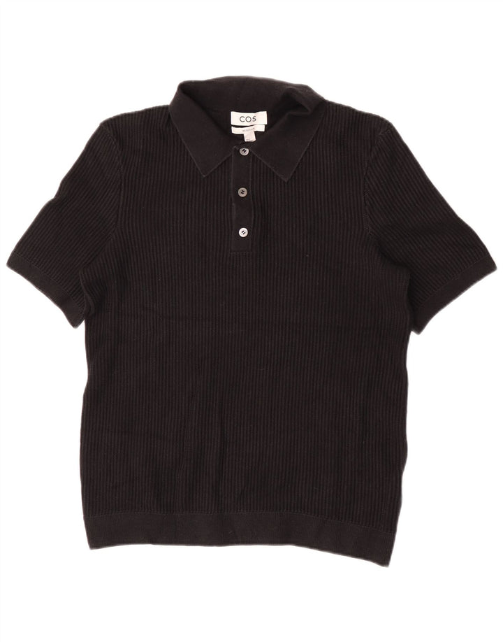 Cos Mens Regular Polo Shirt Small Black Cotton