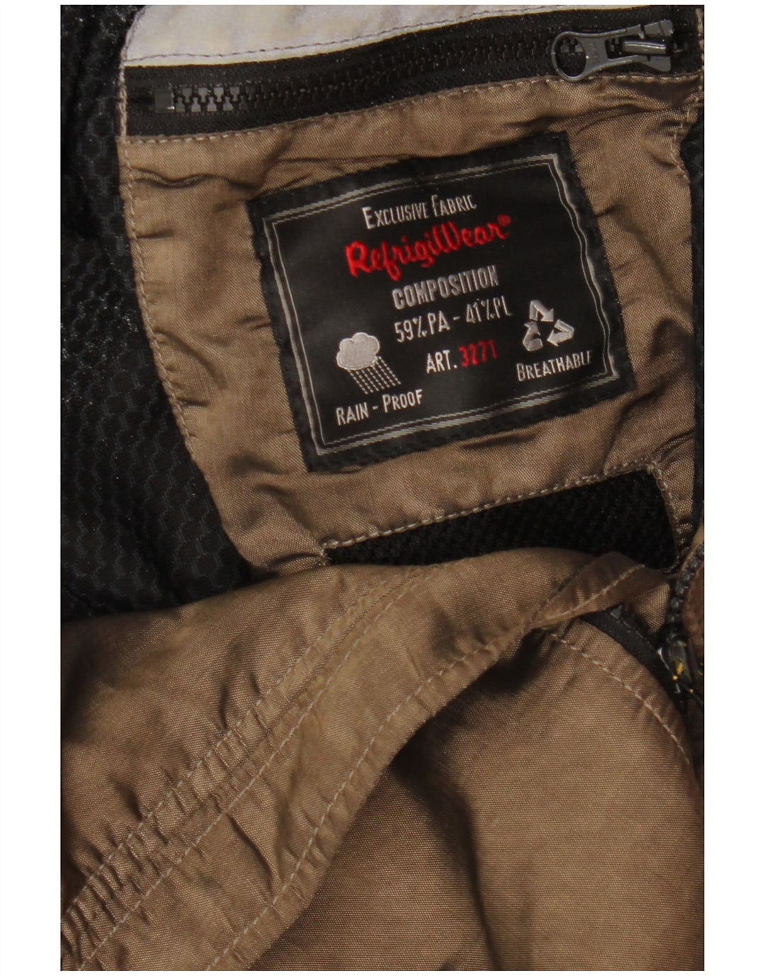 REFRIGIWEAR Mens Bomber Jacket UK 40 Large Brown Colourblock Polyamide