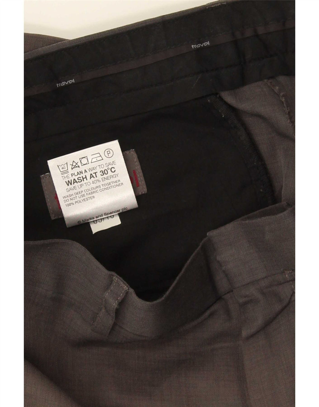 Marks & Spencer Mens Straight Chino Trousers W36 L29 Grey Polyester