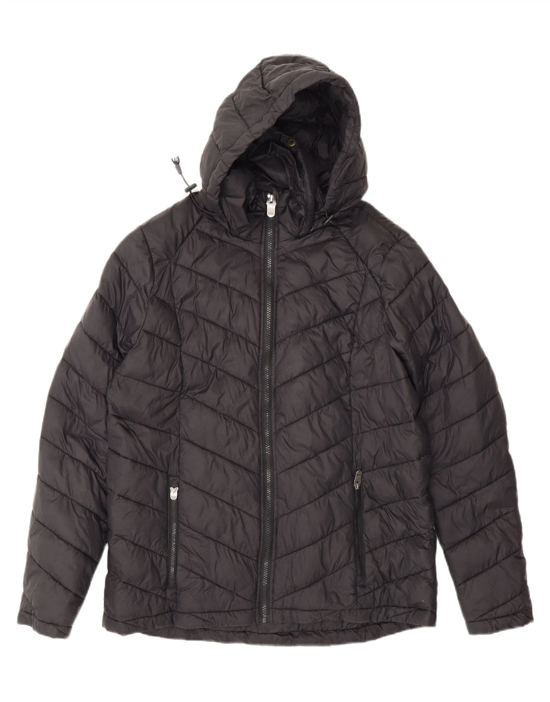 Fat Face Womens Hooded Padded Jacket UK 16 Large  Black Polyamide