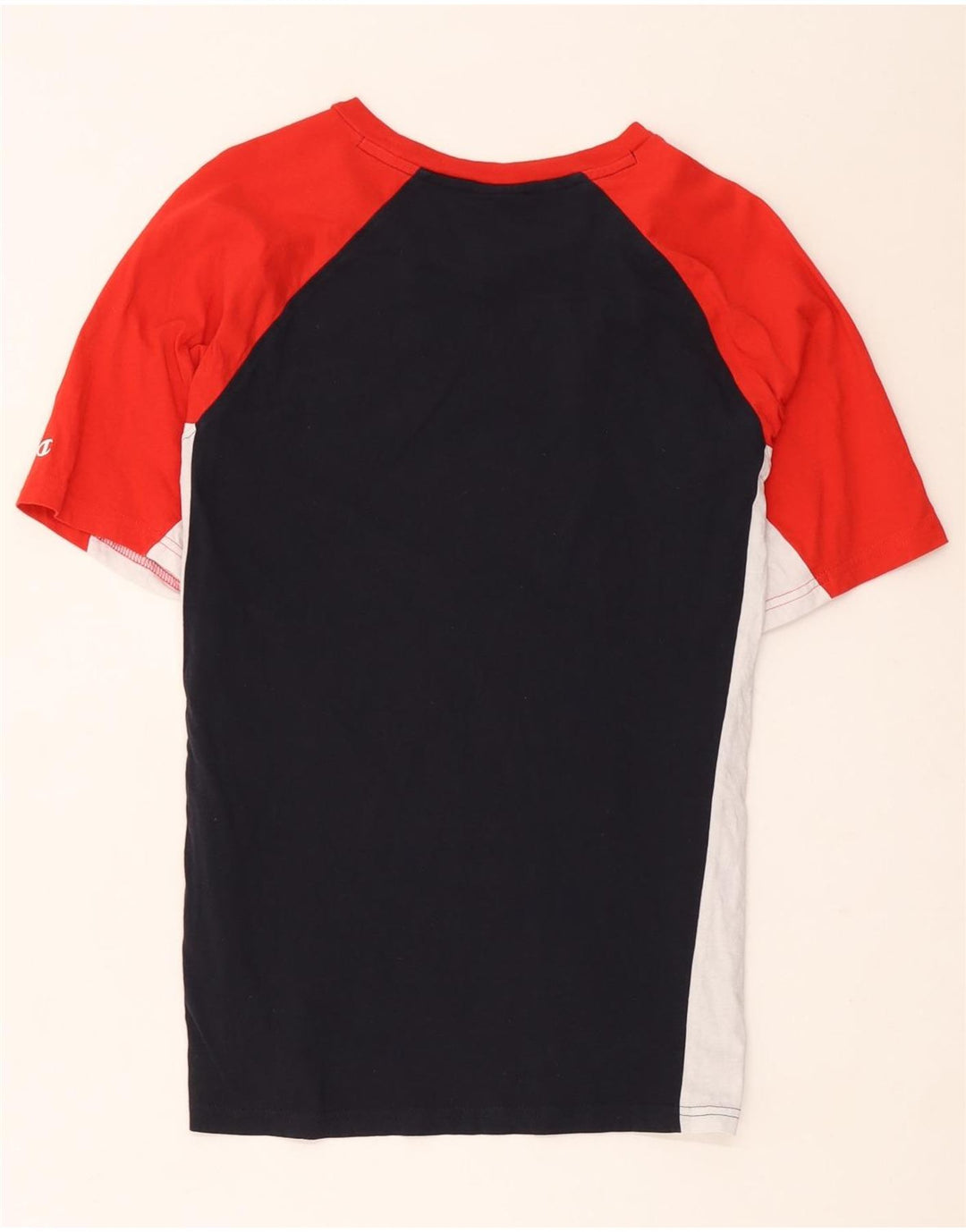 Champion Mens Graphic T-Shirt Top Medium Navy Blue Colourblock Cotton