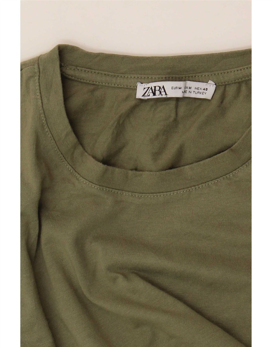 Zara Mens T-Shirt Top Medium Khaki