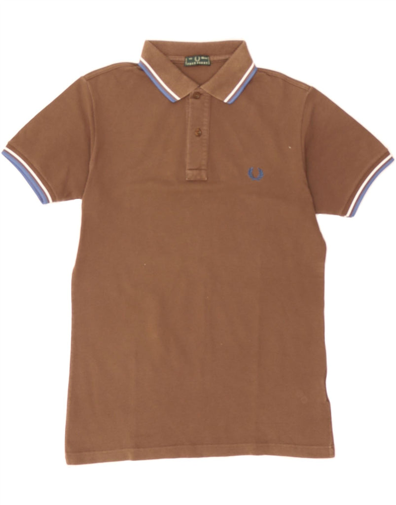 FRED PERRY Boys Polo Shirt 15-16 Years Brown Cotton Vintage Fred Perry and Second-Hand Fred Perry from Messina Hembry 