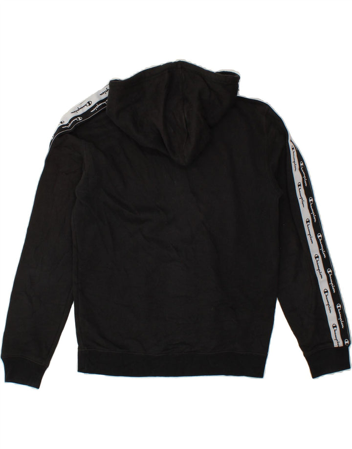 CHAMPION Mens Graphic Hoodie Jumper Small Black Cotton Vintage Champion and Second-Hand Champion from Messina Hembry 