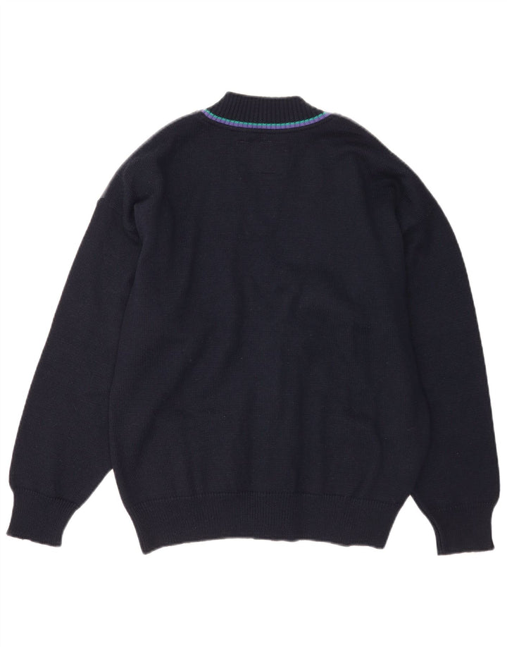 Il Granchio Mens Cardigan Sweater Medium Navy Blue Colourblock Wool