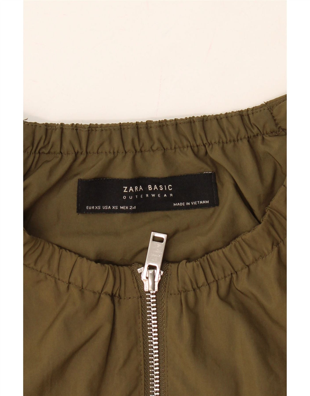 ZARA Womens Loose Fit Bomber Jacket UK 6 XS Khaki Polyester Vintage Zara and Second-Hand Zara from Messina Hembry 