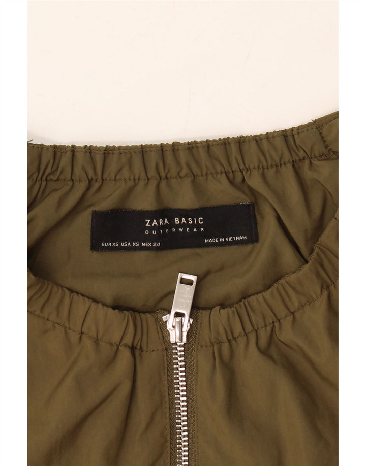 ZARA Womens Loose Fit Bomber Jacket UK 6 XS Khaki Polyester Vintage Zara and Second-Hand Zara from Messina Hembry 