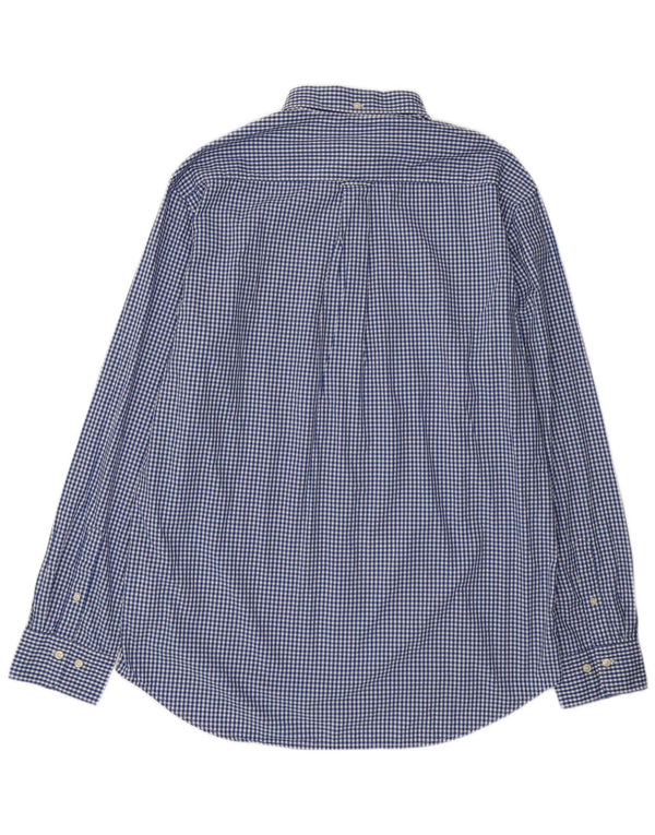 Gant Mens Regular Fit Shirt Size 43/44 17 1/2 XL Blue Gingham Cotton