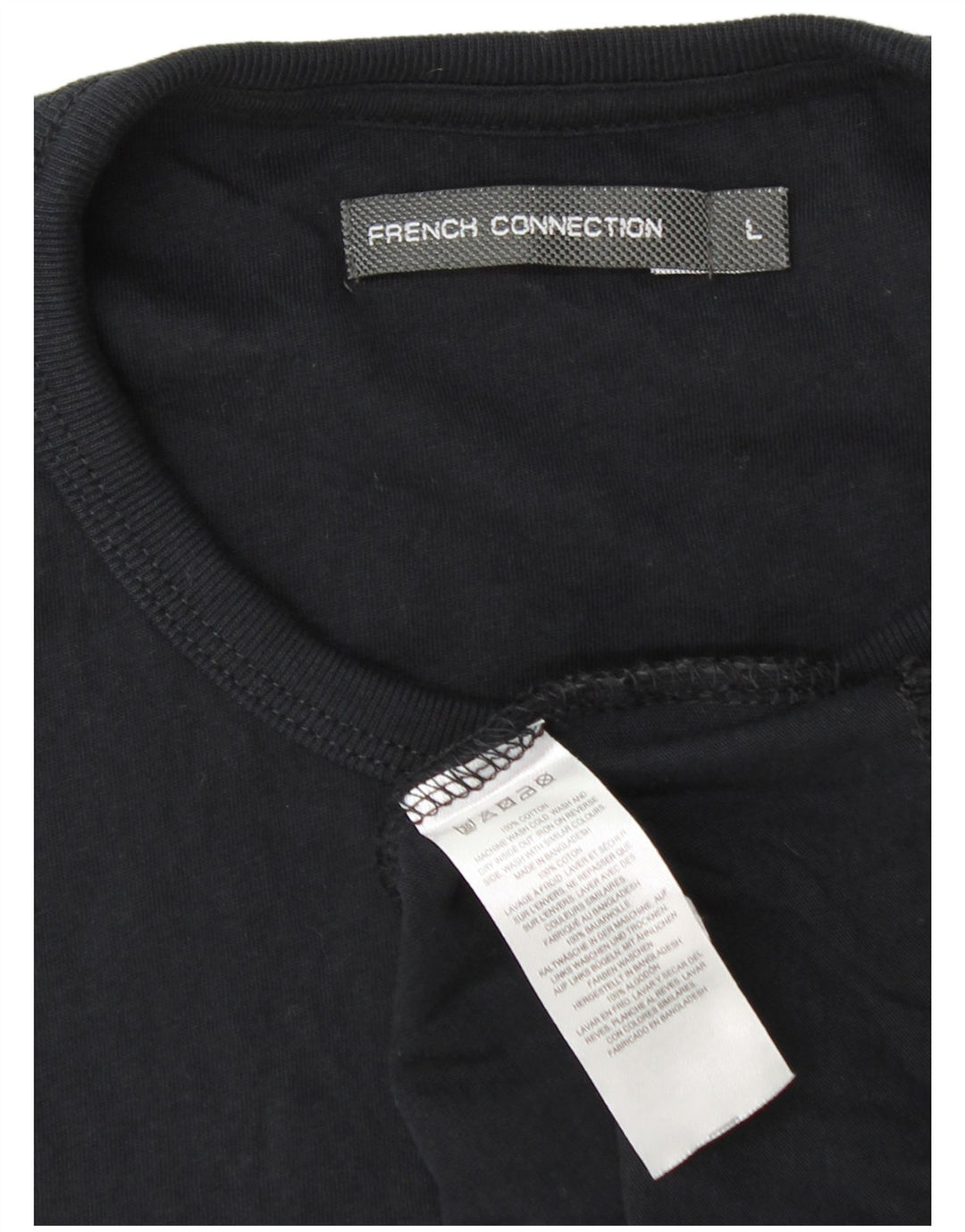 FRENCH CONNECTION Womens T-Shirt Top UK 16 Large Black Cotton
