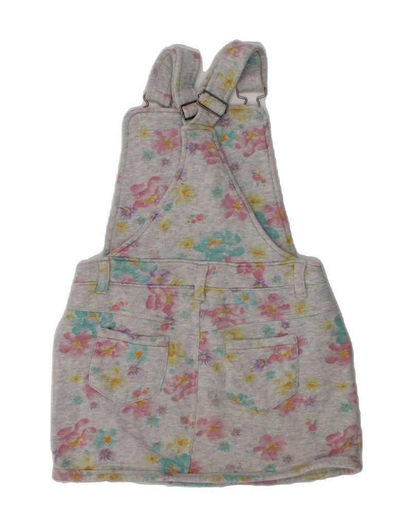 BENETTON Girls Dungaree Dress 4-5 Years XS Grey Floral Cotton | Vintage Benetton | Thrift | Second-Hand Benetton | Used Clothing | Messina Hembry 