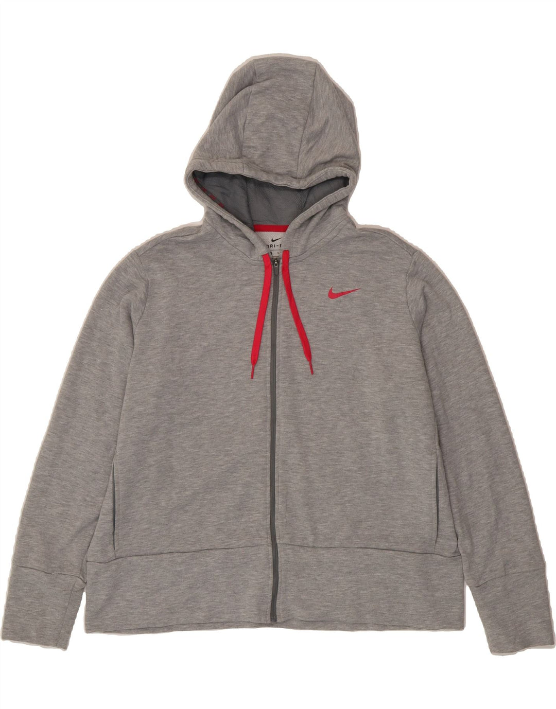 NIKE Womens Dri Fit Oversized Zip Hoodie Sweater UK 18 XL Grey Polyester Vintage Nike and Second-Hand Nike from Messina Hembry 