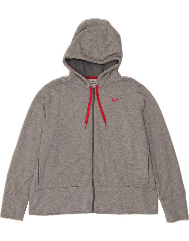 NIKE Womens Dri Fit Oversized Zip Hoodie Sweater UK 18 XL Grey Polyester Vintage Nike and Second-Hand Nike from Messina Hembry 