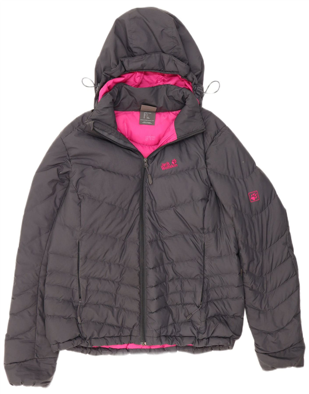 Jack Wolfskin Womens Standard Hooded Padded Jacket UK 16 Large Grey