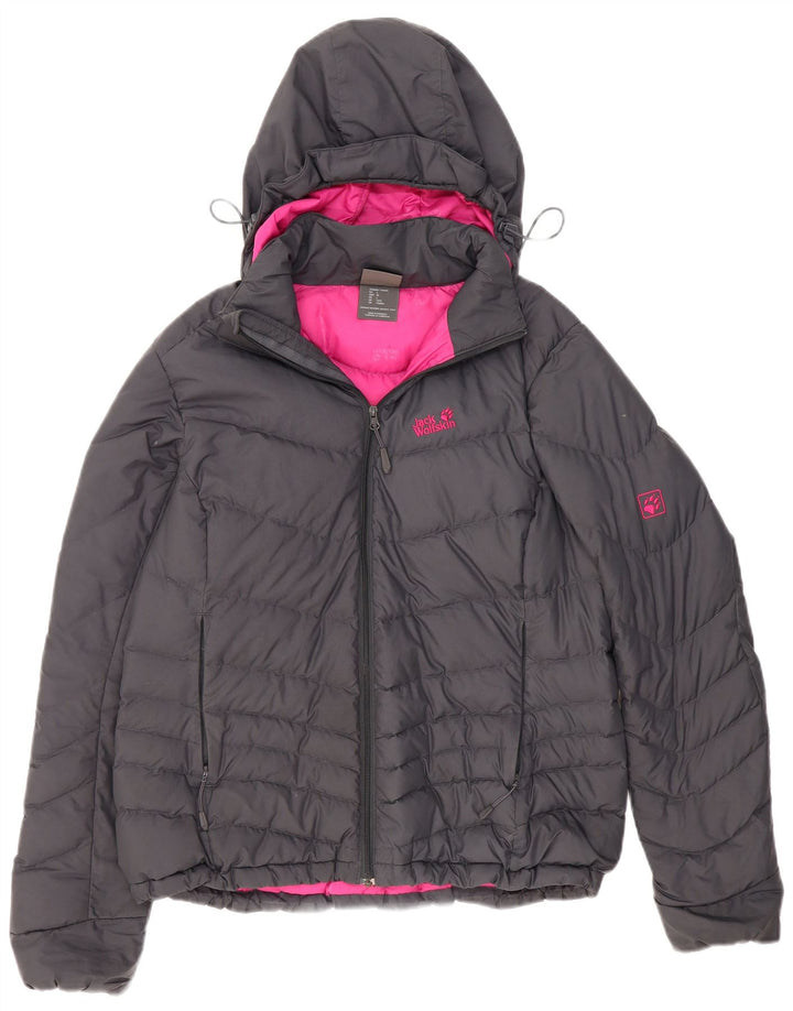Jack Wolfskin Womens Standard Hooded Padded Jacket UK 16 Large Grey