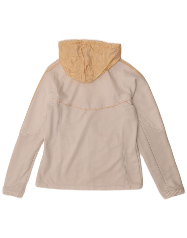 Adidas Womens Zip Hoodie Sweater UK 12/14 Medium White Colourblock