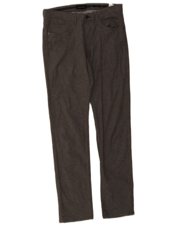 Massimo Dutti Mens Slim Fit Casual Trousers EU 38 Small W30 L32 Grey Cotton