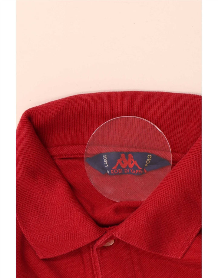 Kappa Mens Long Sleeve Polo Shirt Large Red Cotton