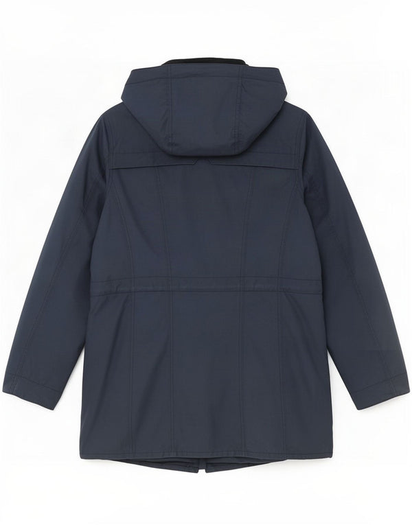 Barbour Womens Hooded Oversized Waxed Cotton Jacket UK 10 Small Navy Blue