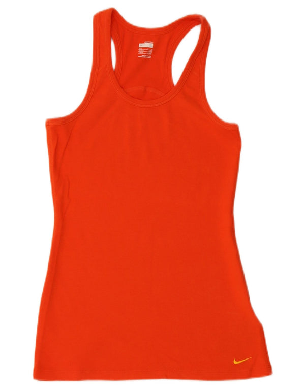 Nike Womens Vest Top UK 8/10 Small Orange Cotton Sports